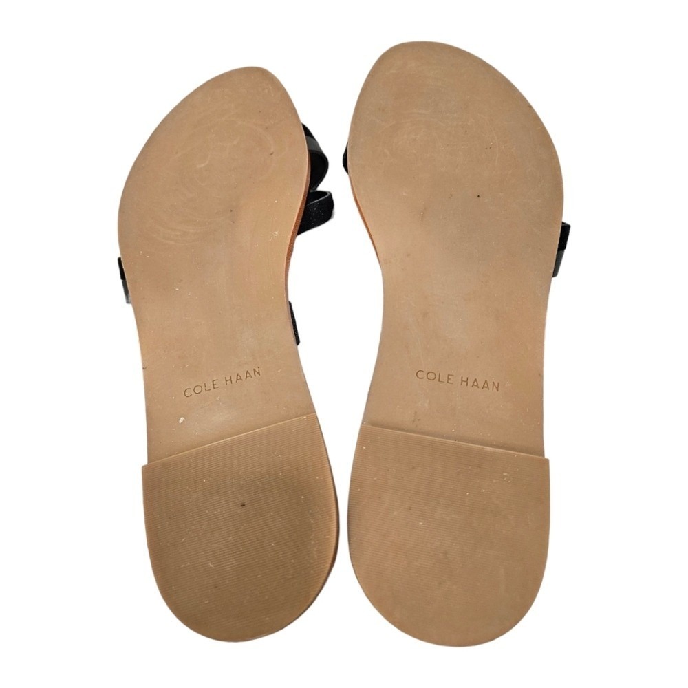 Cole Haan Womens Black Leather Suede Sandals 10.5 Strappy Buckle Flat Casual - Picture 7 of 8